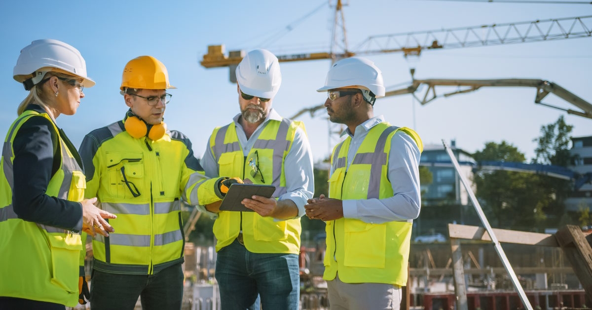 civil engineers working together at site
