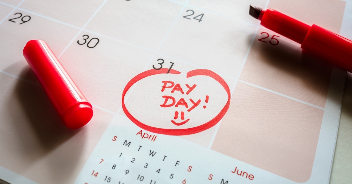 Payday on a calendar