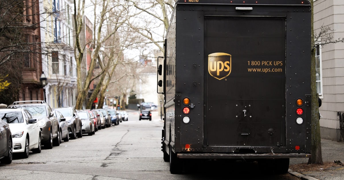 ups delivery vehicle on street