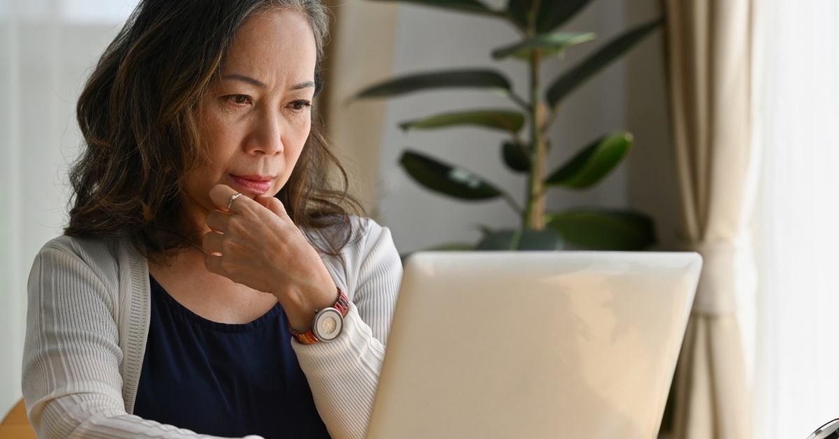 Woman working from home on laptop