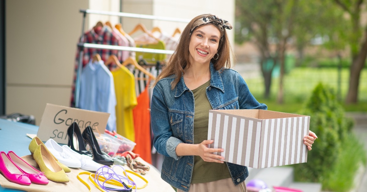 Woman at a garage sale