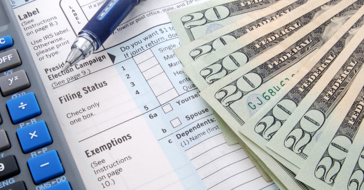 Money next to tax form