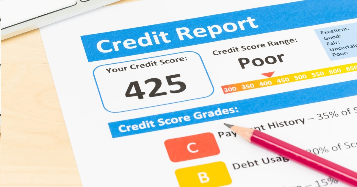 poor credit score report on table