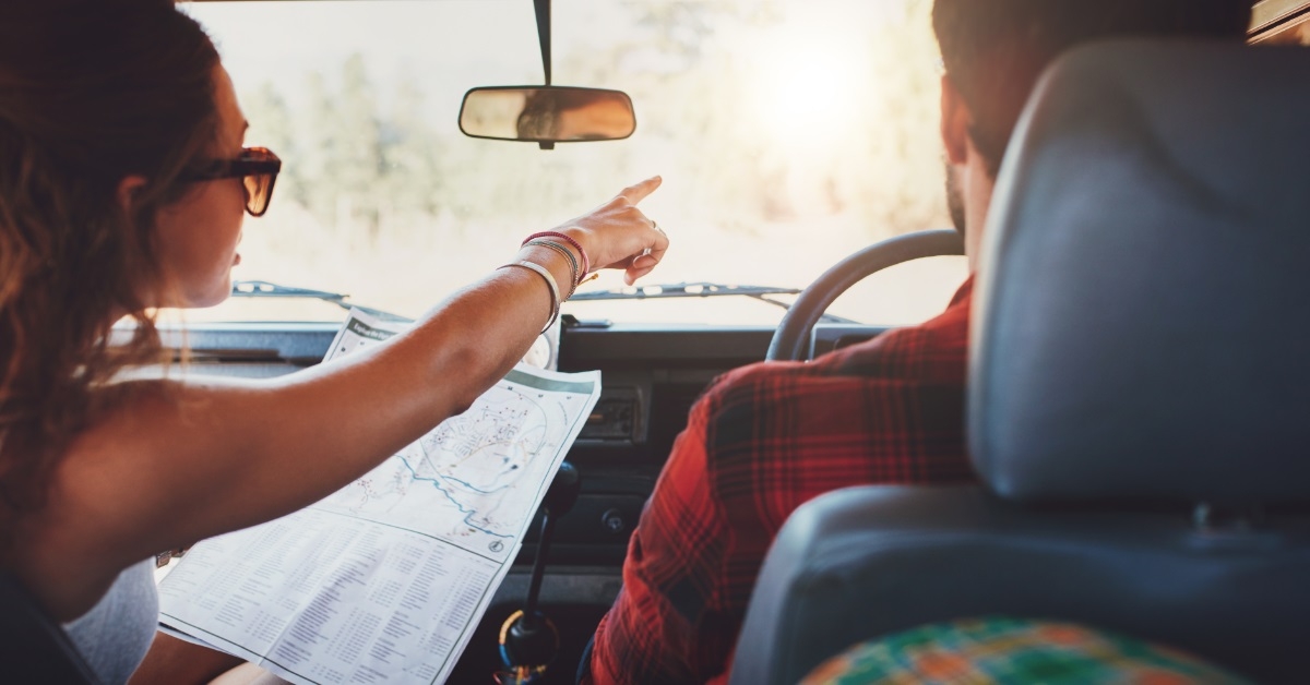 Couple driving in a car
