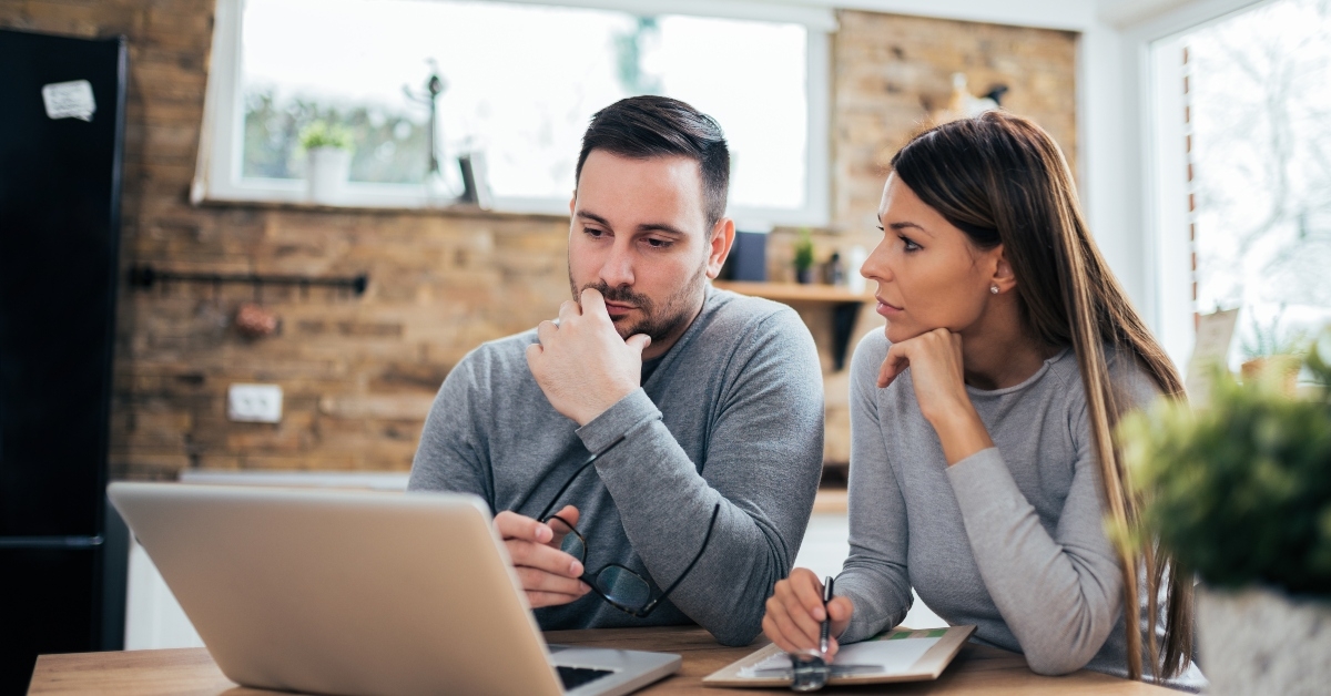 Couple managing finances