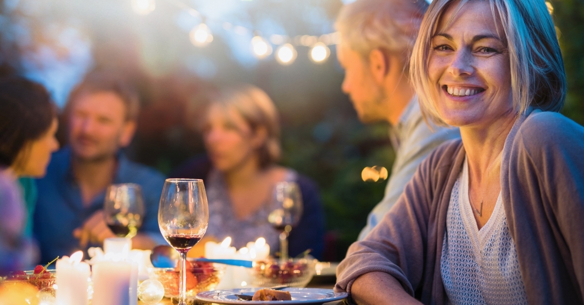 A group of friends eating dinner
