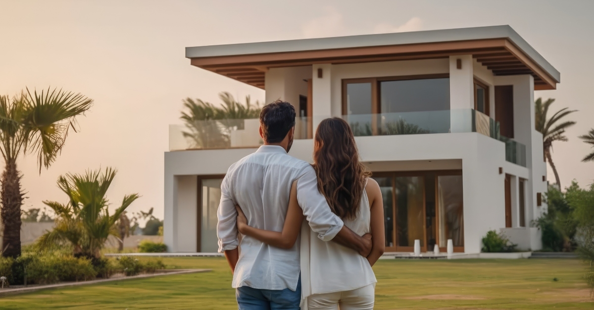 Couple looking at a house