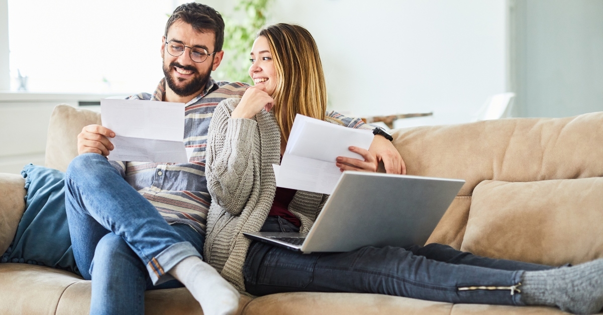 Couple reviewing paperwork