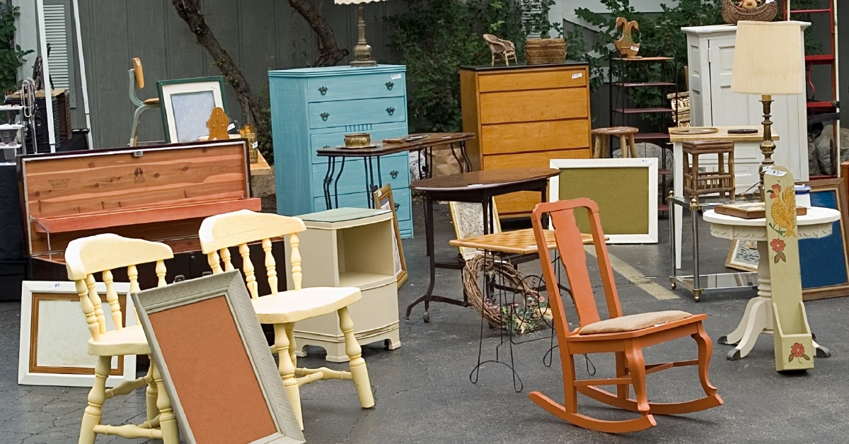 second hand furniture at flea market