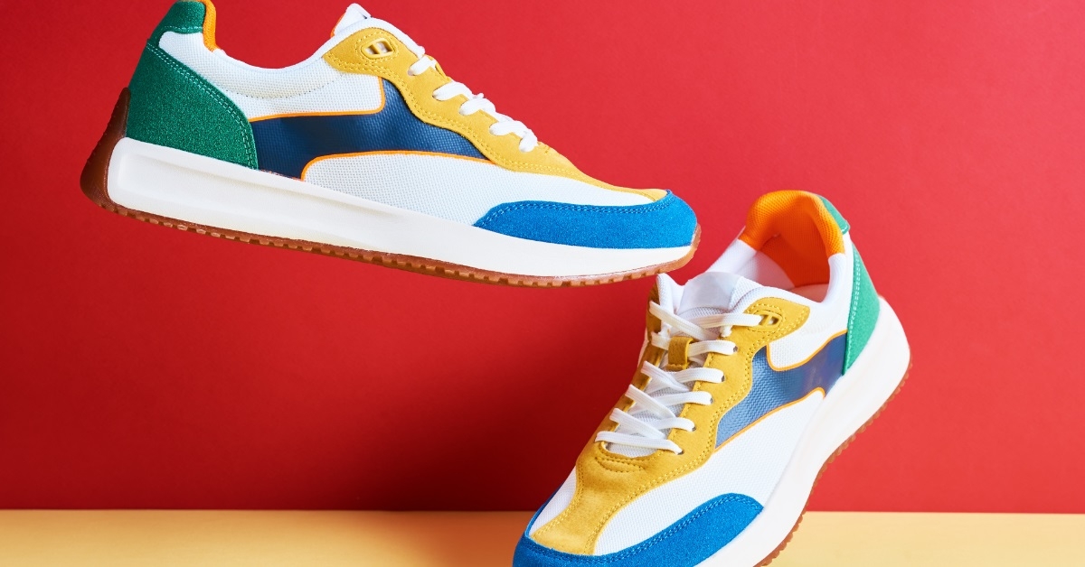 trendy levitating sport shoes for display