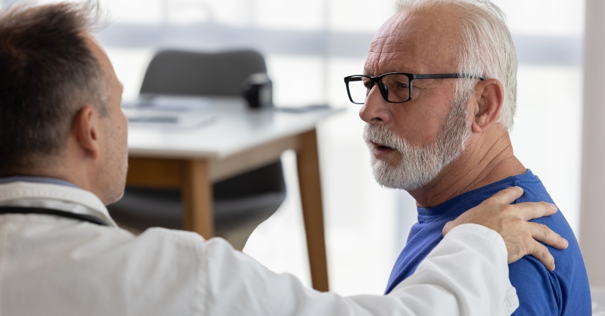 comforting and supporting sad senior patient