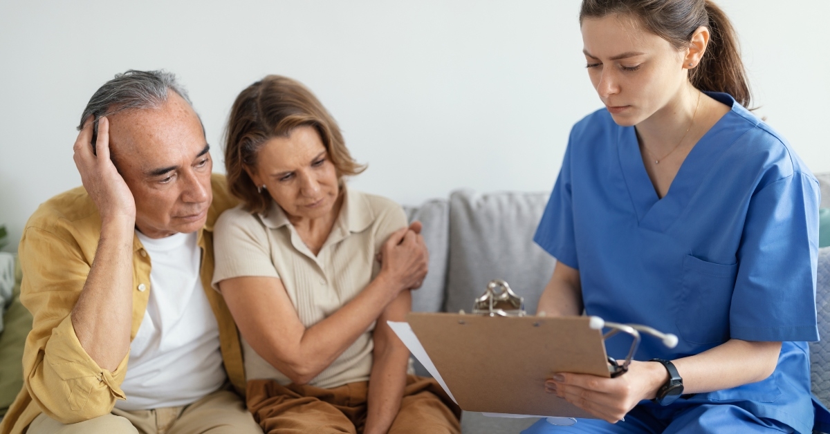 couple receiving results of examinations