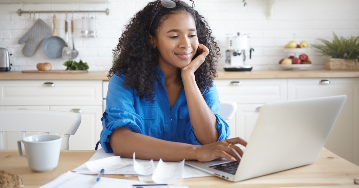 african american woman working from home