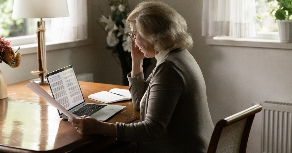 senior woman working from home