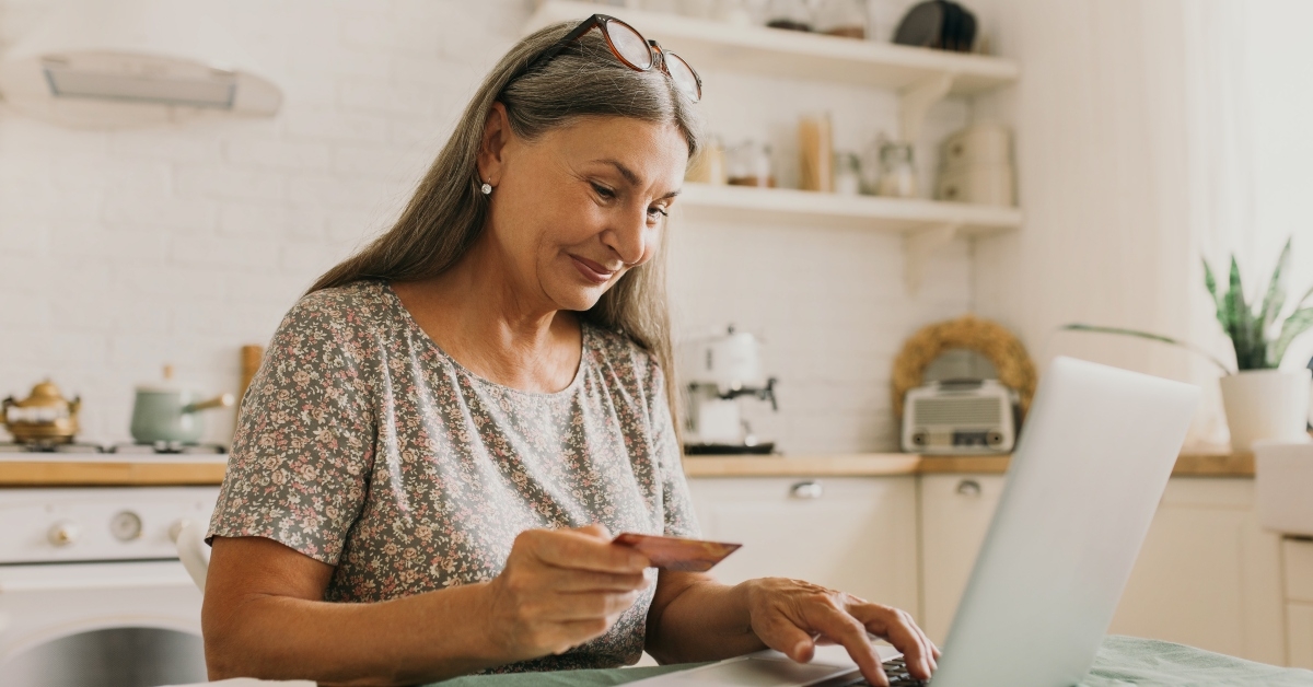 senior woman making online payments