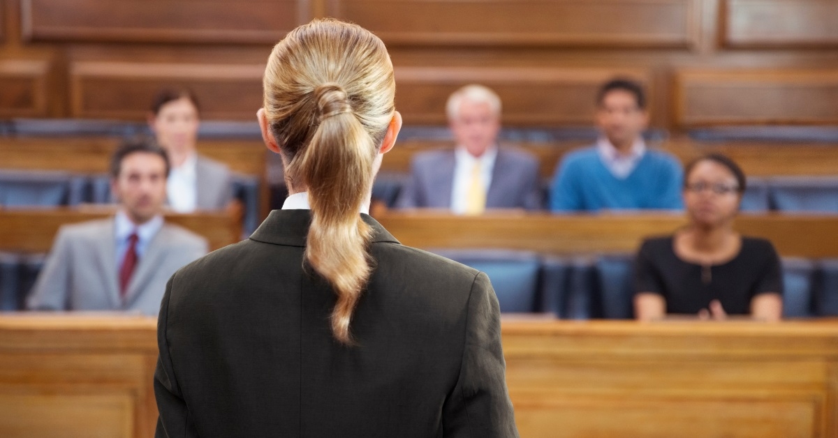 Lawyer pleading case to jury