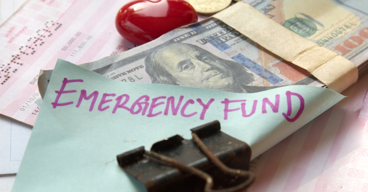 banknotes with emergency funds note