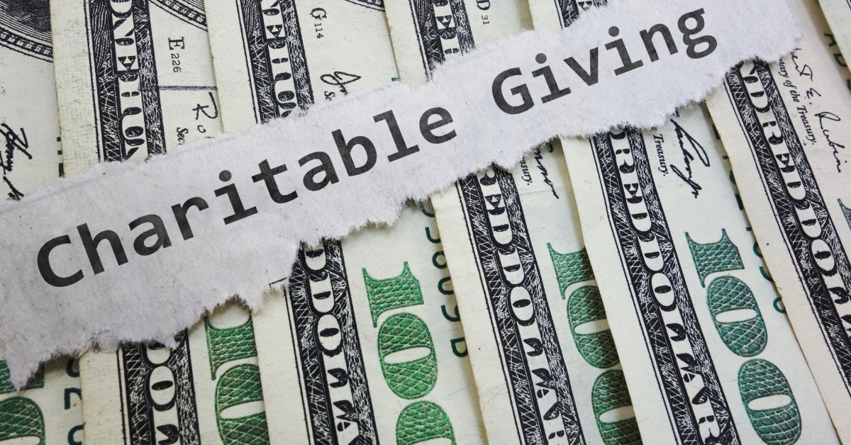 banknotes with charitable giving note