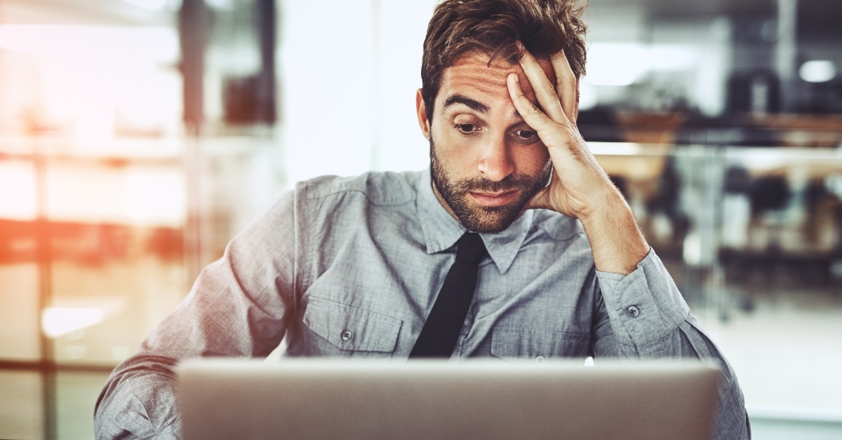 laptop and headache in stress