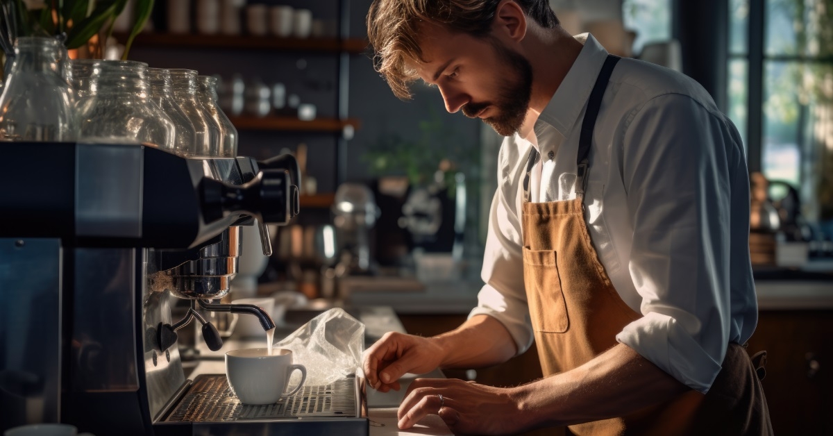 barista making cappuccino at cafe