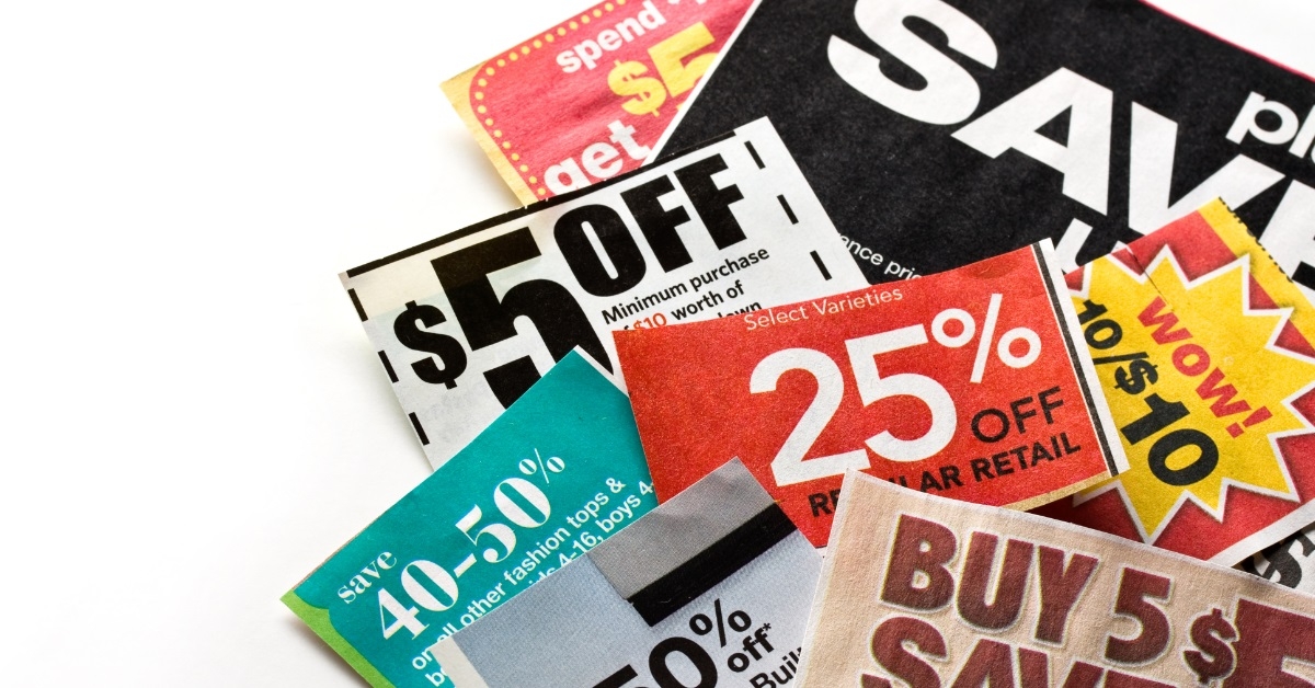 discount coupons on white background