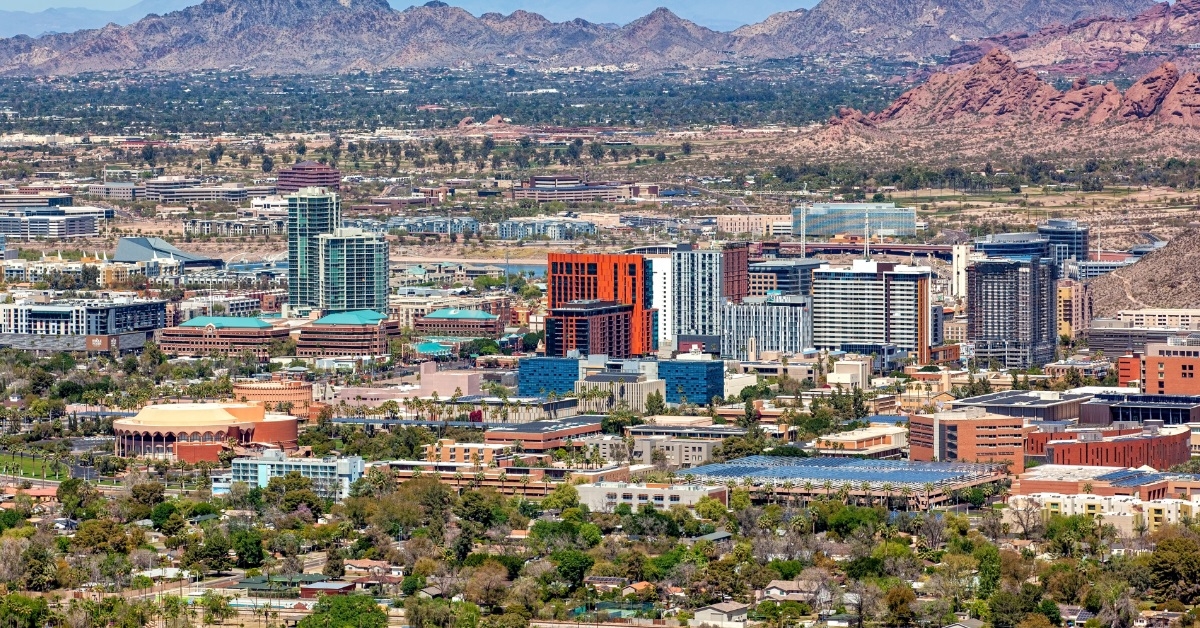 tempe arizona cityscape with mountains