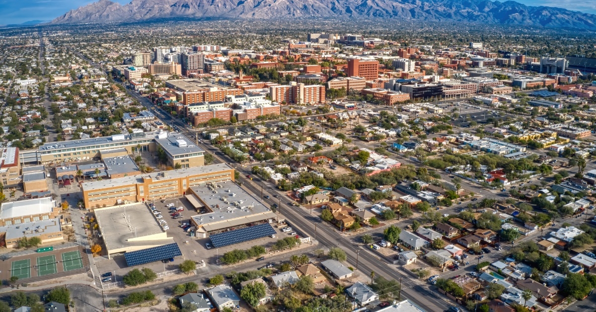 tucson cityscape with mountains during day