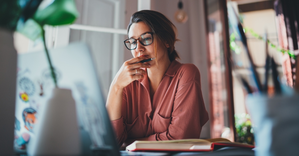 businesswoman thinking about something