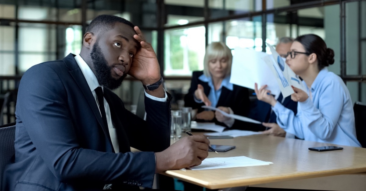 african american man frustrated at work