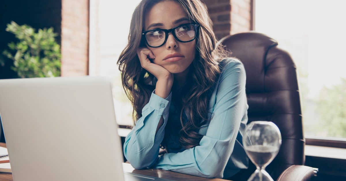 stylish business woman stressed at work