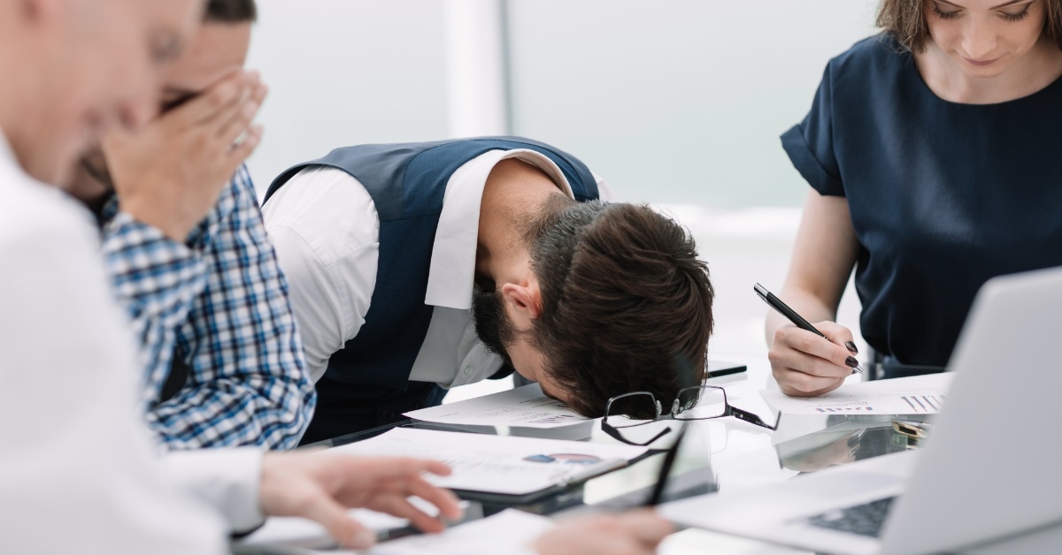 businessman having burnout at work