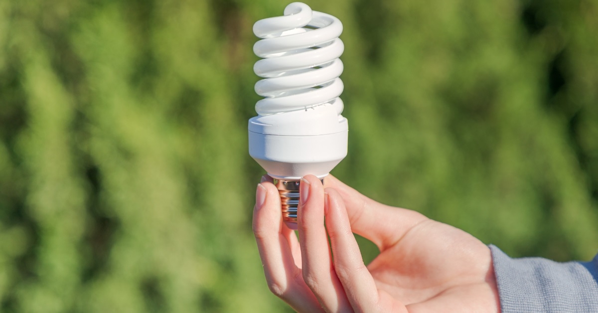 hand holding energy saving light bulb