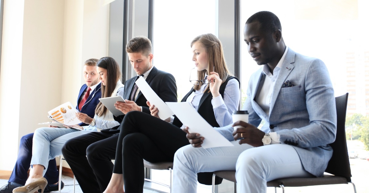 multi ethnic candidates waiting for interview