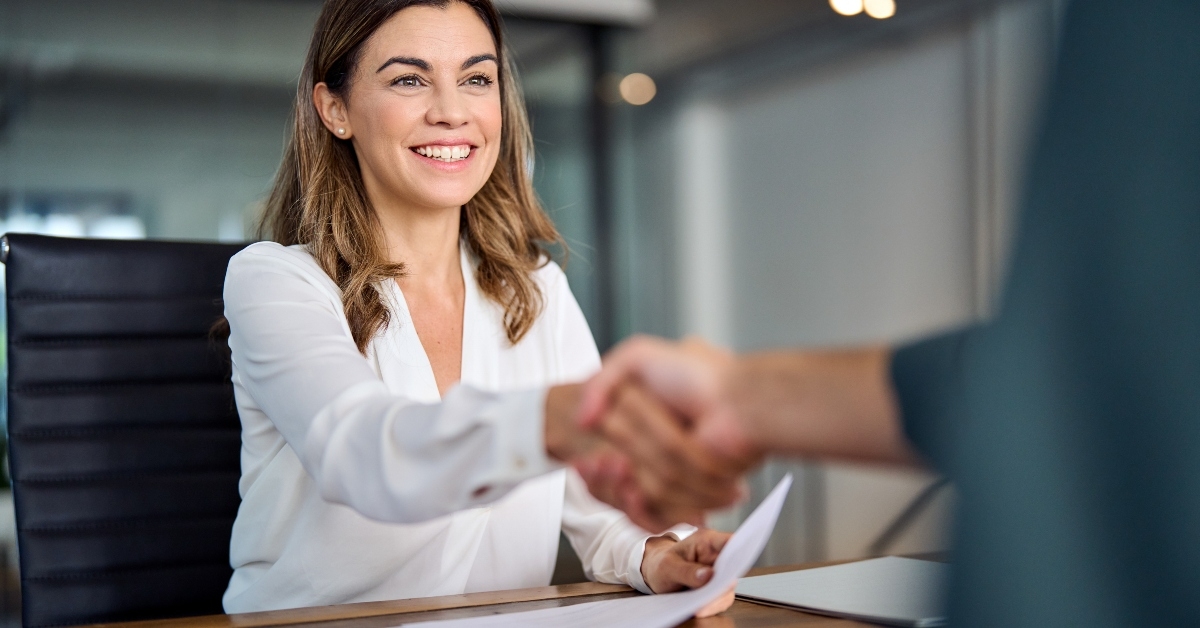 businesswoman manager handshaking