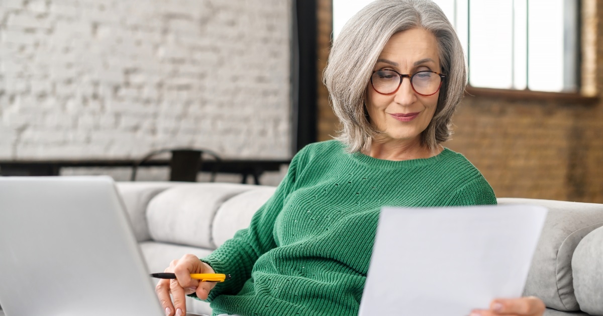 senior woman working from home 