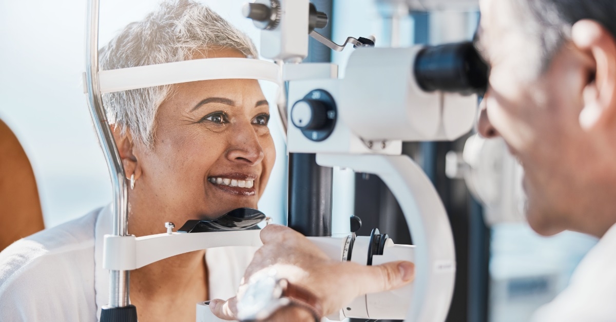 male optometrist checking eyesight