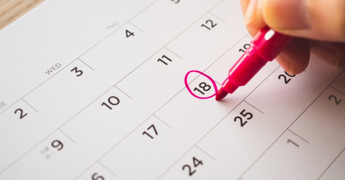 pen mark on calendar date