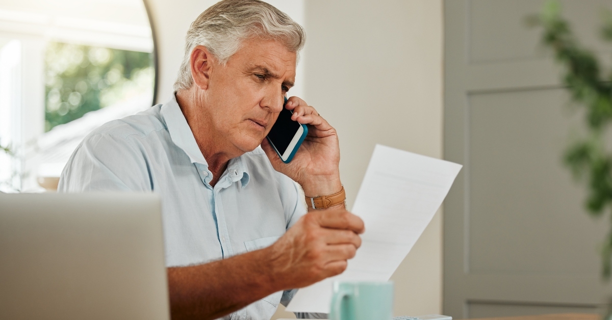 senior man on a phone call