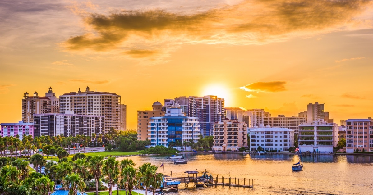 sarasota florida cityscape at sunrise