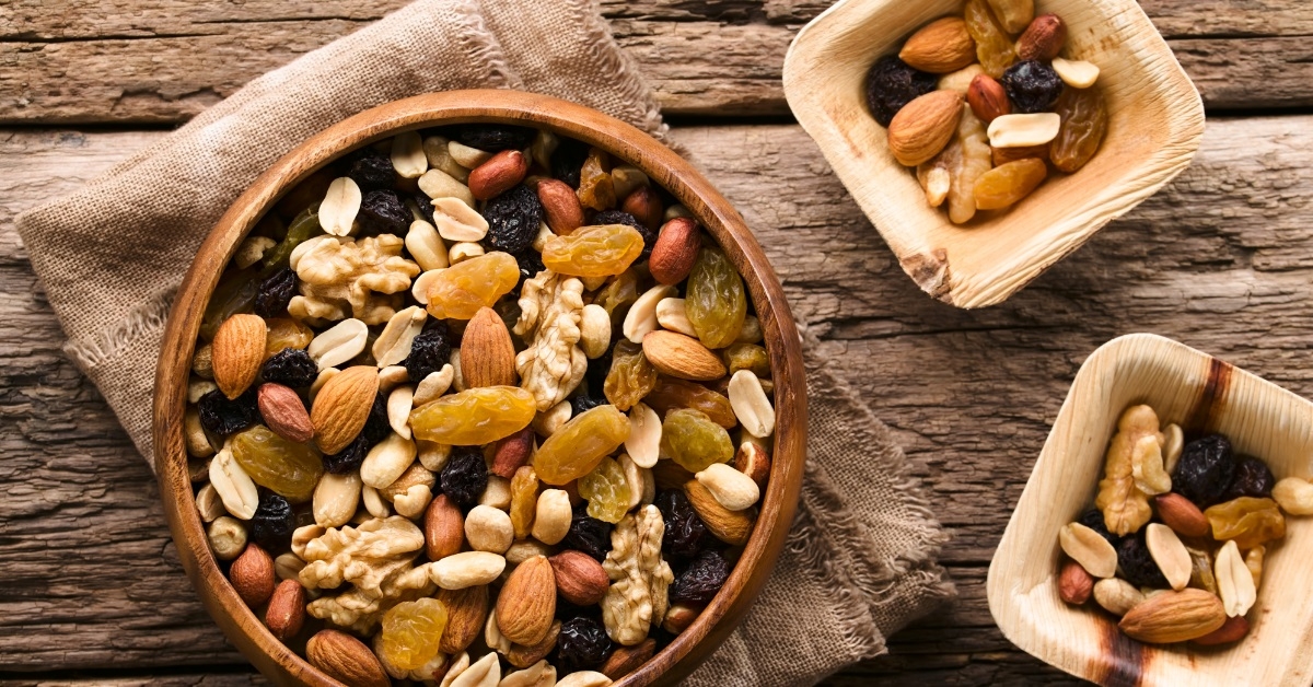 healthy trail mix nuts on table