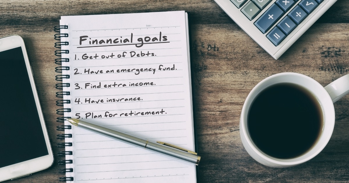 financial goals on notepad