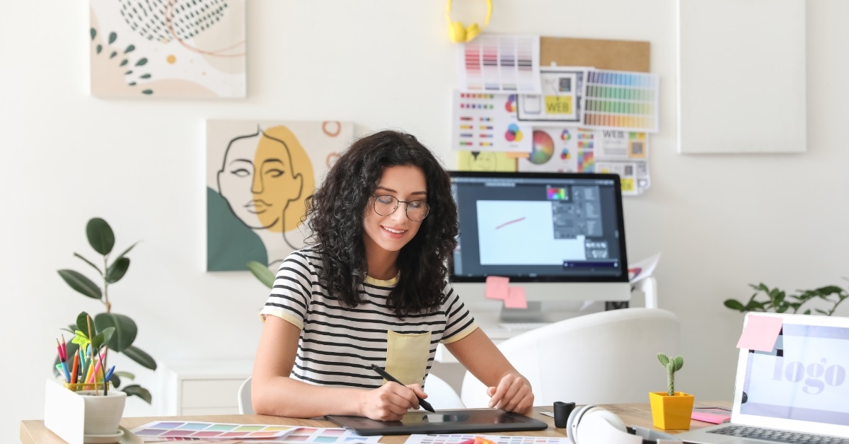 female designer using creative pad