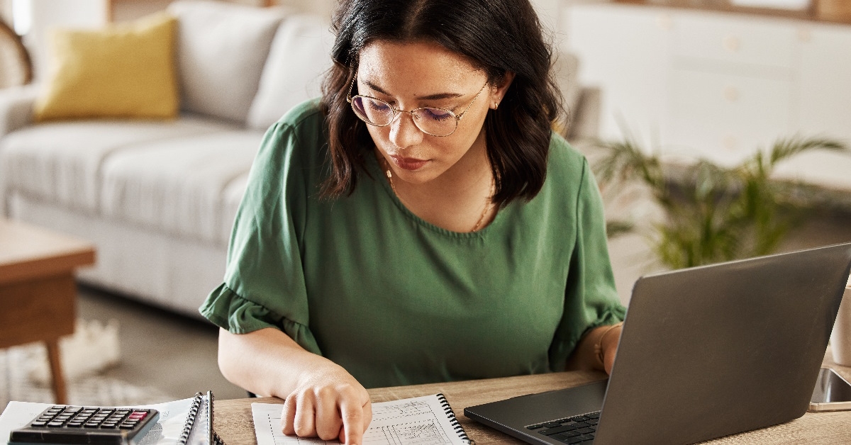 lady is engaged in work from home office