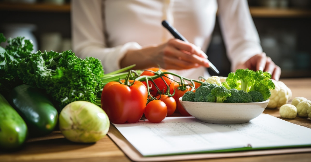 A woman following a vegetable-based diet plan.