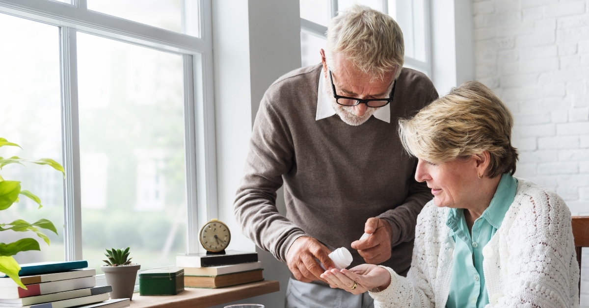 adult taking pills medicine concept
