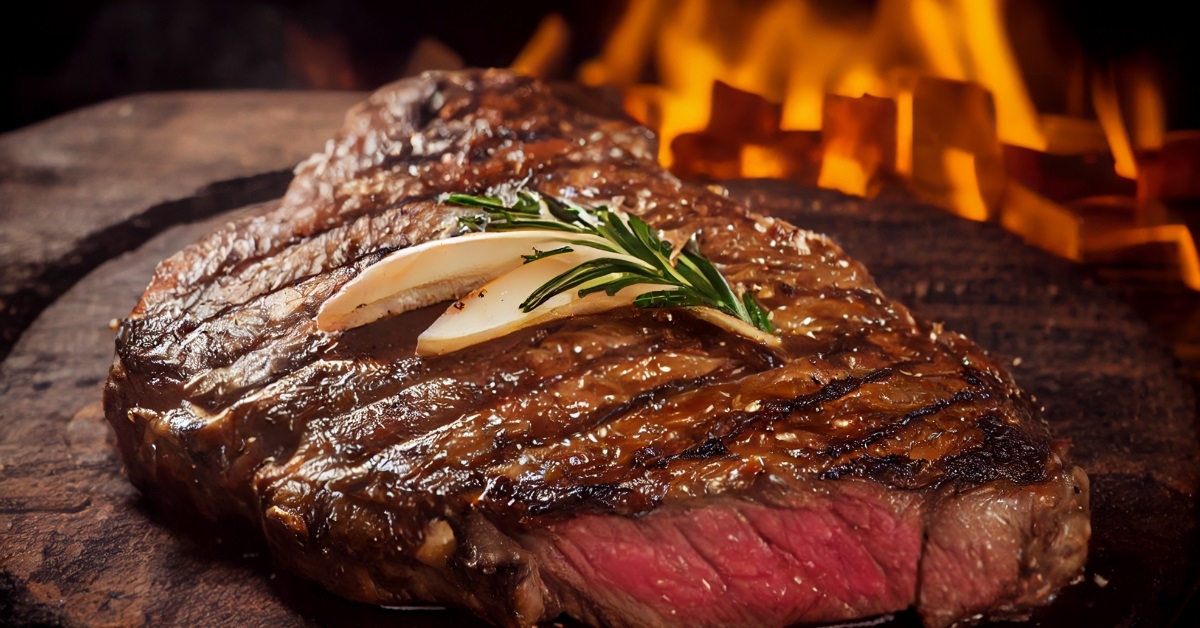 beef steak bbq on wooden board