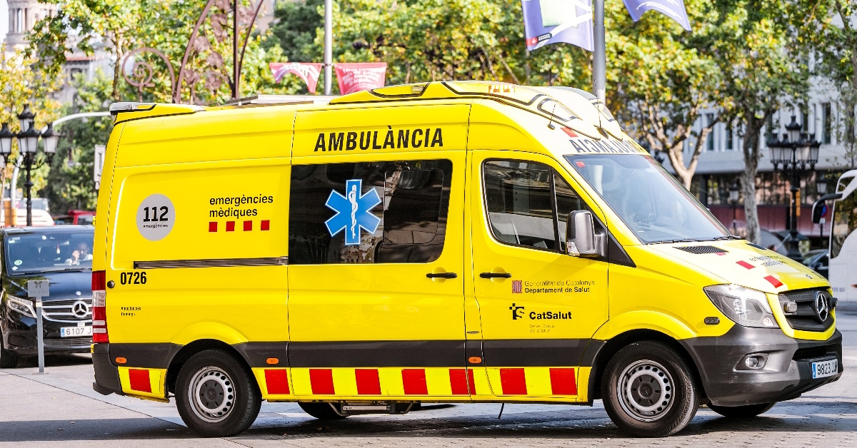 catalonia ambulance riding at barcelona street