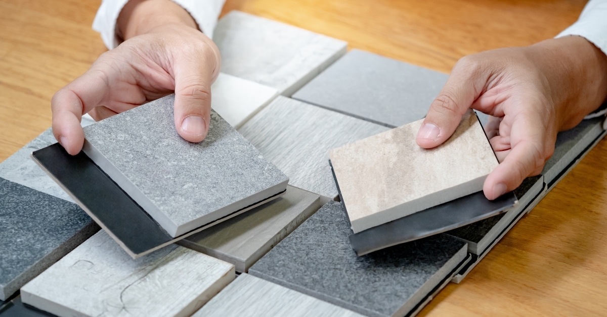 architect hand choosing sample