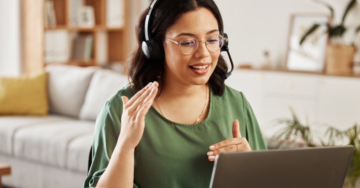 person consulting on online conference