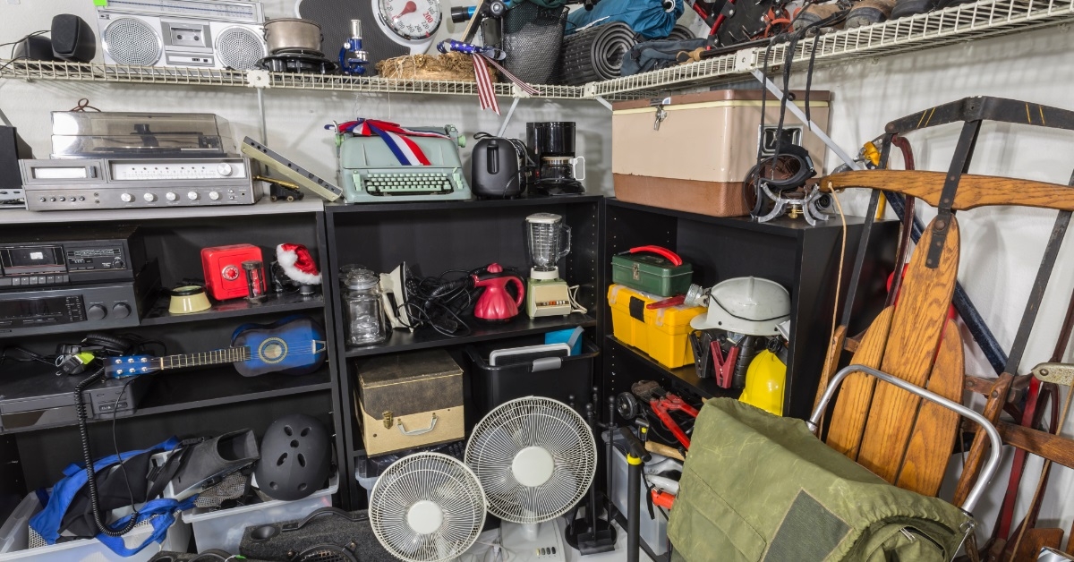 used electronics at garage sale